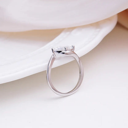 Moissanite 1Ct Rippling Romance Marquise Solitaire Ring Silver-Plated Jewelry Wedding Engagement Anniversary Valentine'S Day Birthday Gift Daily Wear