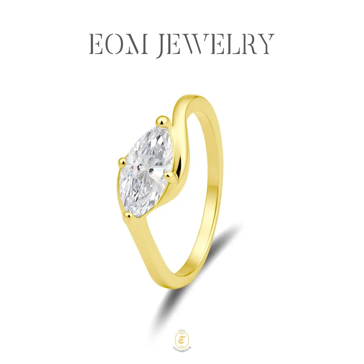 Moissanite 1Ct Rippling Romance Marquise Solitaire Ring Silver-Plated Jewelry Wedding Engagement Anniversary Valentine'S Day Birthday Gift Daily Wear