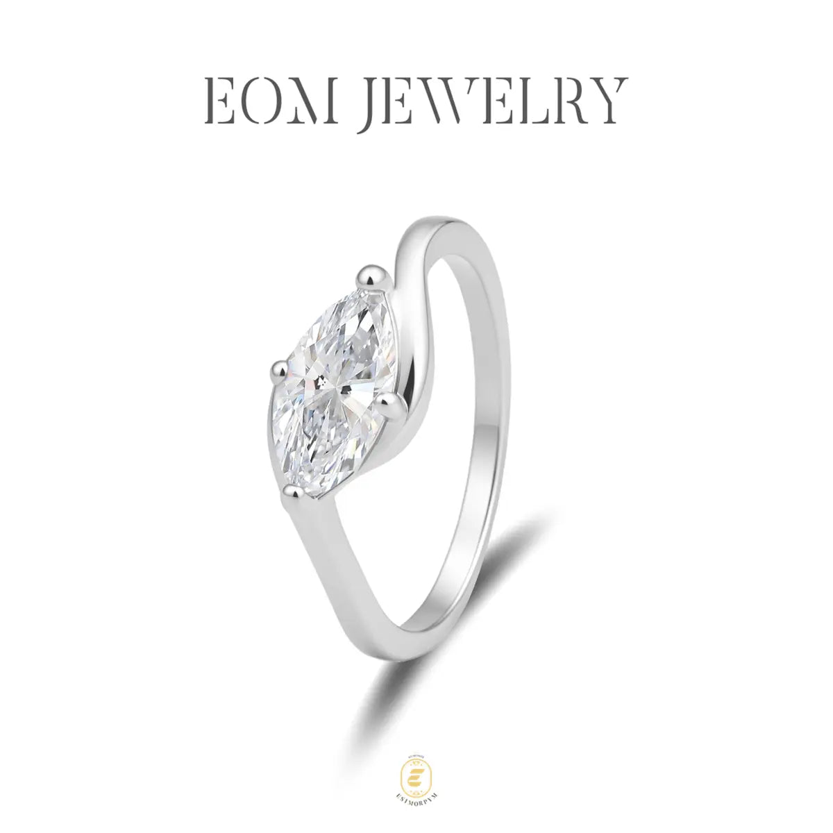 Moissanite 1Ct Rippling Romance Marquise Solitaire Ring Silver-Plated Jewelry Wedding Engagement Anniversary Valentine'S Day Birthday Gift Daily Wear