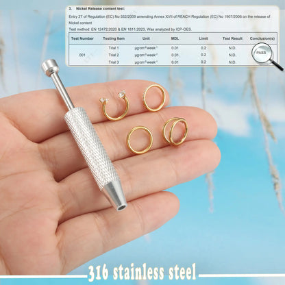 4Pcs 16G 316L Stainless Steel Nose Piercing Kit,Seamless Nose Rings Zircon Small Hoop Rook Piercing Jewelry Nose Jewelry with Professional Piercing Tools Body Piercing Cartilage Tragus Conch Earrings for Women Men for Daily Wear, Party, Festival
