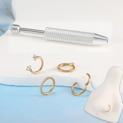 4Pcs 16G 316L Stainless Steel Nose Piercing Kit,Seamless Nose Rings Zircon Small Hoop Rook Piercing Jewelry Nose Jewelry with Professional Piercing Tools Body Piercing Cartilage Tragus Conch Earrings for Women Men for Daily Wear, Party, Festival