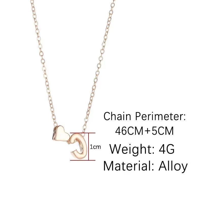 Elegant Tiny Heart Initial Necklace in Gold and Silver - Dainty Choker Pendant Jewelry Gift for Women