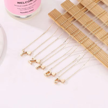 Elegant Tiny Heart Initial Necklace in Gold and Silver - Dainty Choker Pendant Jewelry Gift for Women