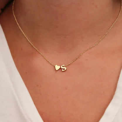 Elegant Tiny Heart Initial Necklace in Gold and Silver - Dainty Choker Pendant Jewelry Gift for Women