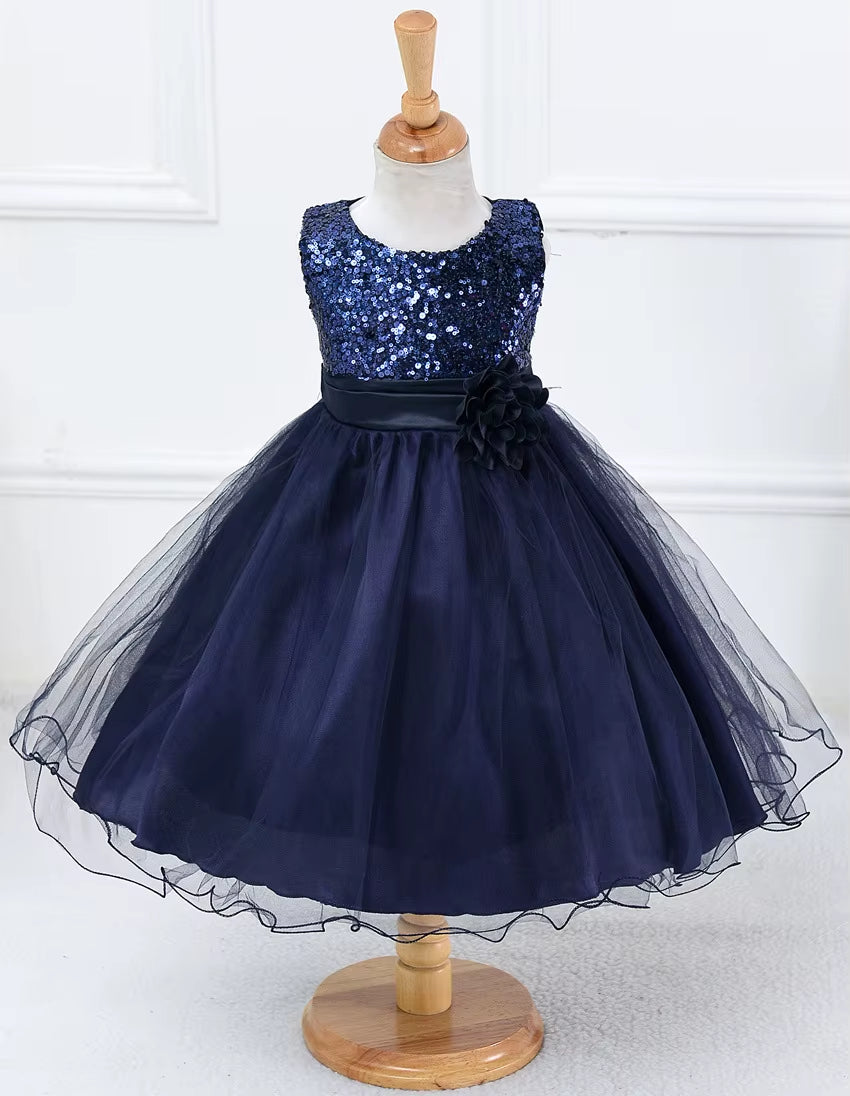 Baby Girls Sequins Flower Party Tutu Dress Clothes Children Girls Wedding Birthday Dress Clothing Infant Kids Christmas Costume