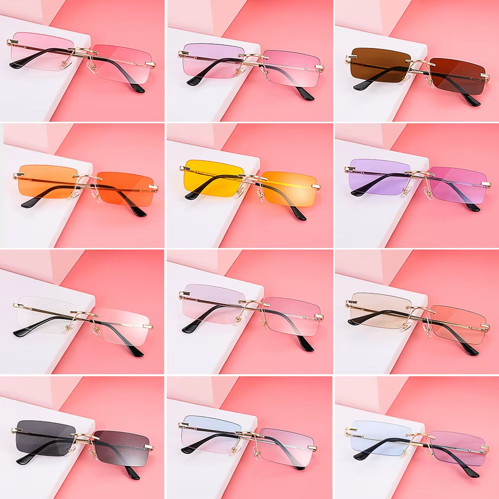 Travel Mountaineering Sunglasses for Men and Women - UV400 Gradient Rimless Eyewear