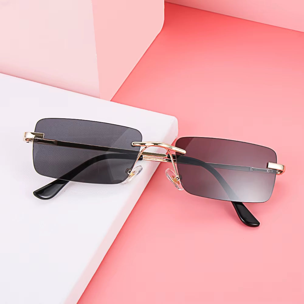 Travel Mountaineering Sunglasses for Men and Women - UV400 Gradient Rimless Eyewear