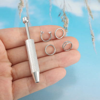 4Pcs 16G 316L Stainless Steel Nose Piercing Kit,Seamless Nose Rings Zircon Small Hoop Rook Piercing Jewelry Nose Jewelry with Professional Piercing Tools Body Piercing Cartilage Tragus Conch Earrings for Women Men for Daily Wear, Party, Festival