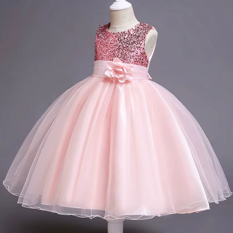 Baby Girls Sequins Flower Party Tutu Dress Clothes Children Girls Wedding Birthday Dress Clothing Infant Kids Christmas Costume