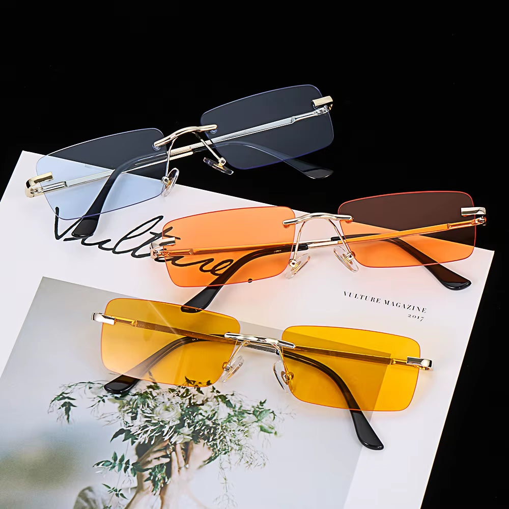 Travel Mountaineering Sunglasses for Men and Women - UV400 Gradient Rimless Eyewear