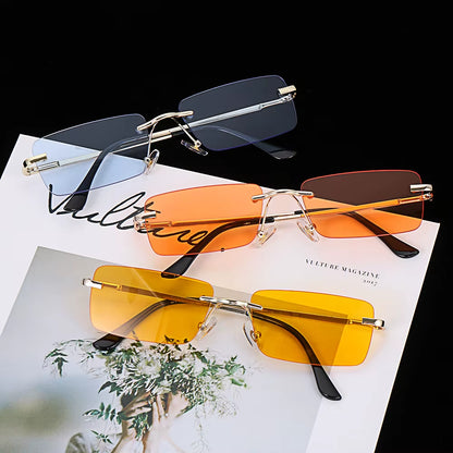 Travel Mountaineering Sunglasses for Men and Women - UV400 Gradient Rimless Eyewear